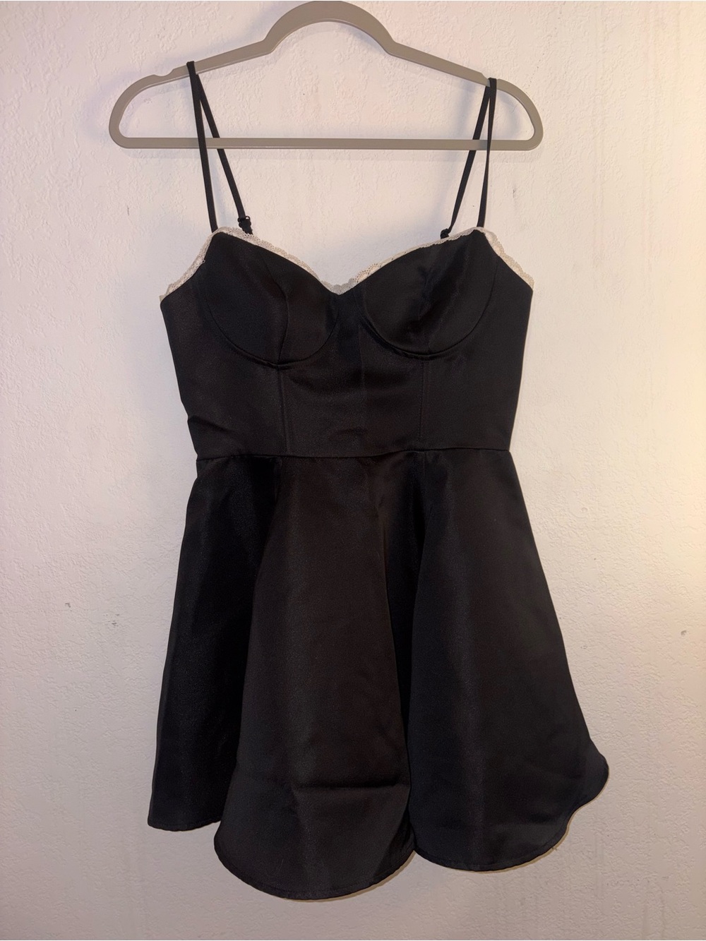 Fashion Nova Black Mini Fit-and-Flare Spaghetti Strap Dress